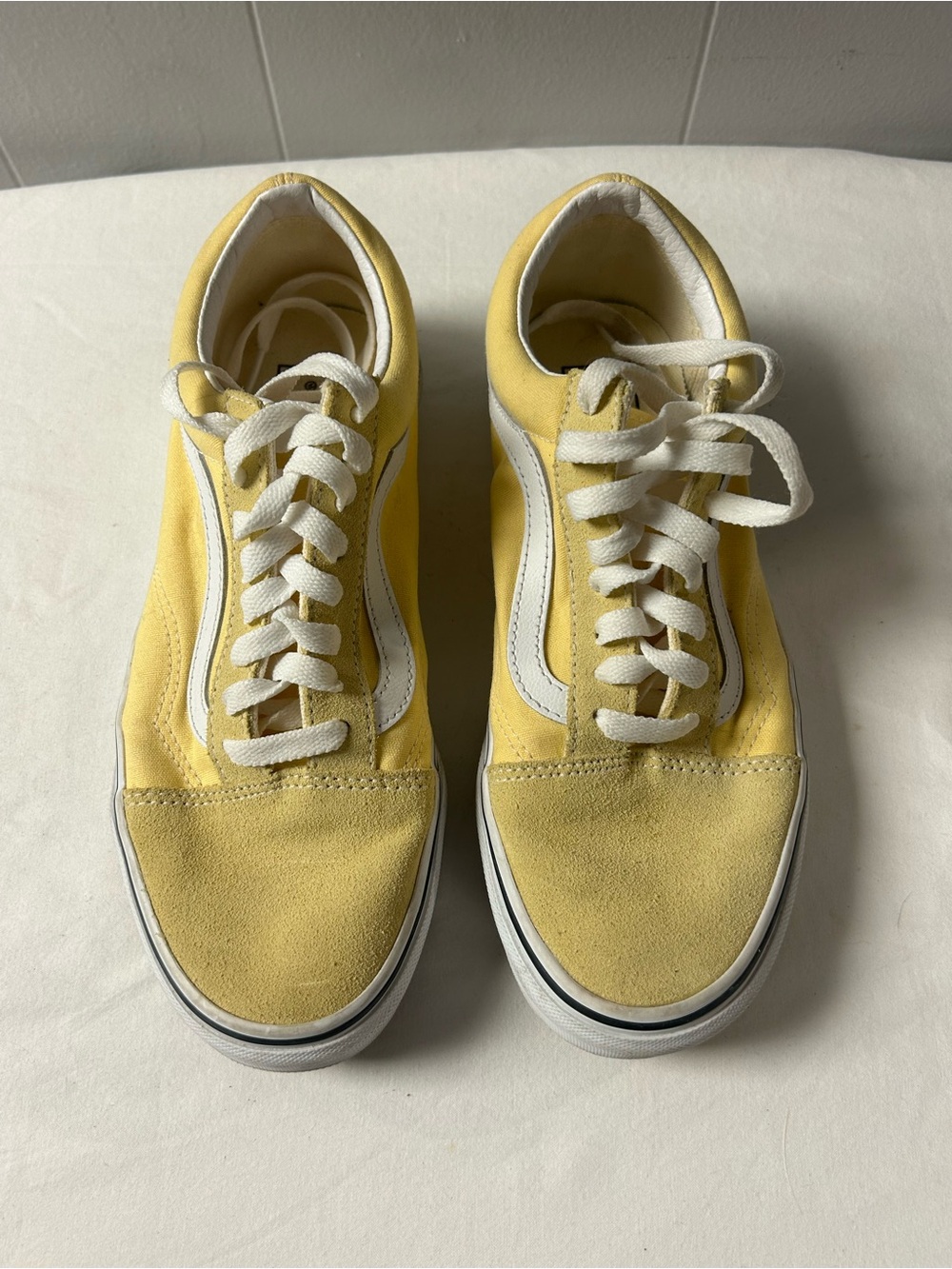 Vans Yellow and White Low-Top Canvas Sneakers Men 6.5 Women 8 suede foot